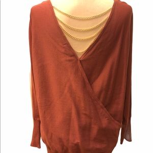 New! Thalia Sodi chain-back sexy blouse